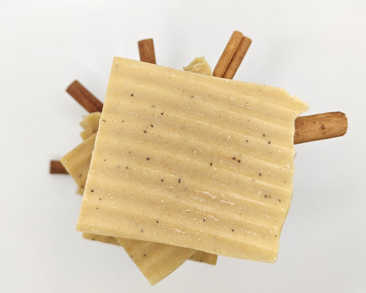 Stack of goat milk soap against white background | Colorado Skincare | Tallow Soap