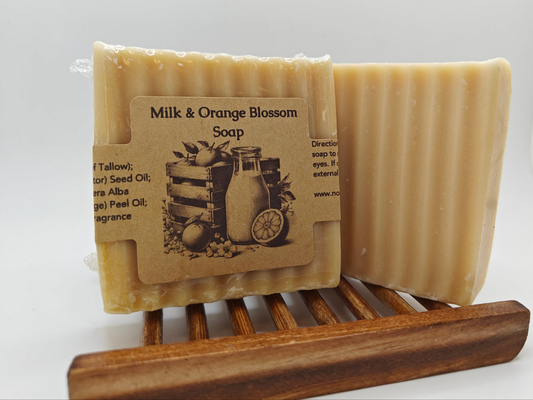 Milk & Orange Blossom Soap against white background | Goat Milk Soap | Tallow Soap | NoCo Apothecary