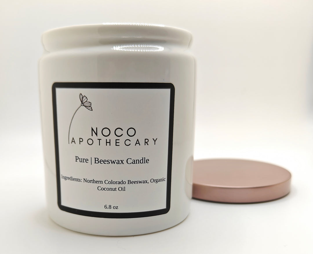 Pure Beeswax Candle without top against white background | NoCo Apothecary