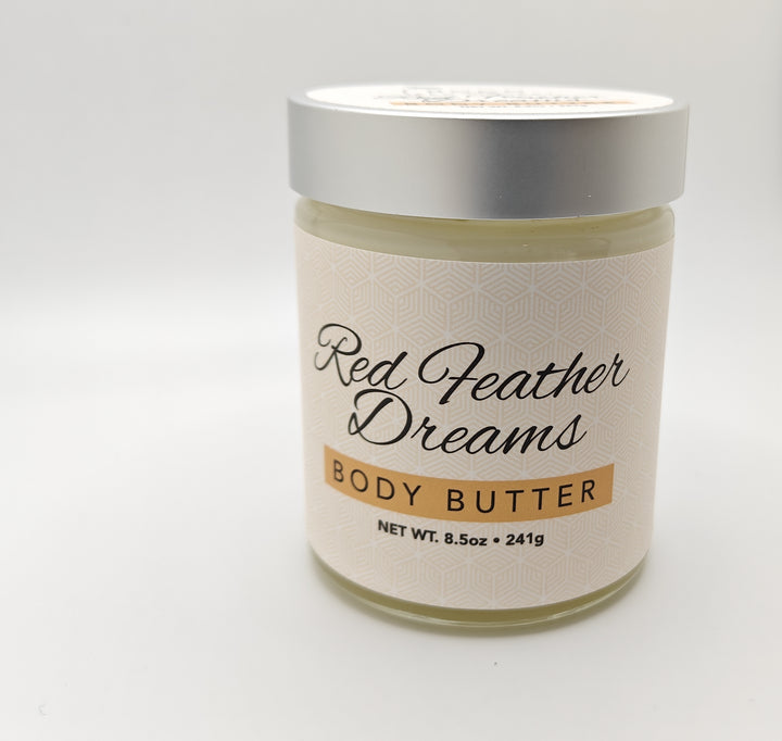 Front view of Red Feather Dreams Body Butter against white background | NoCo Apothecary | Natural Lotion