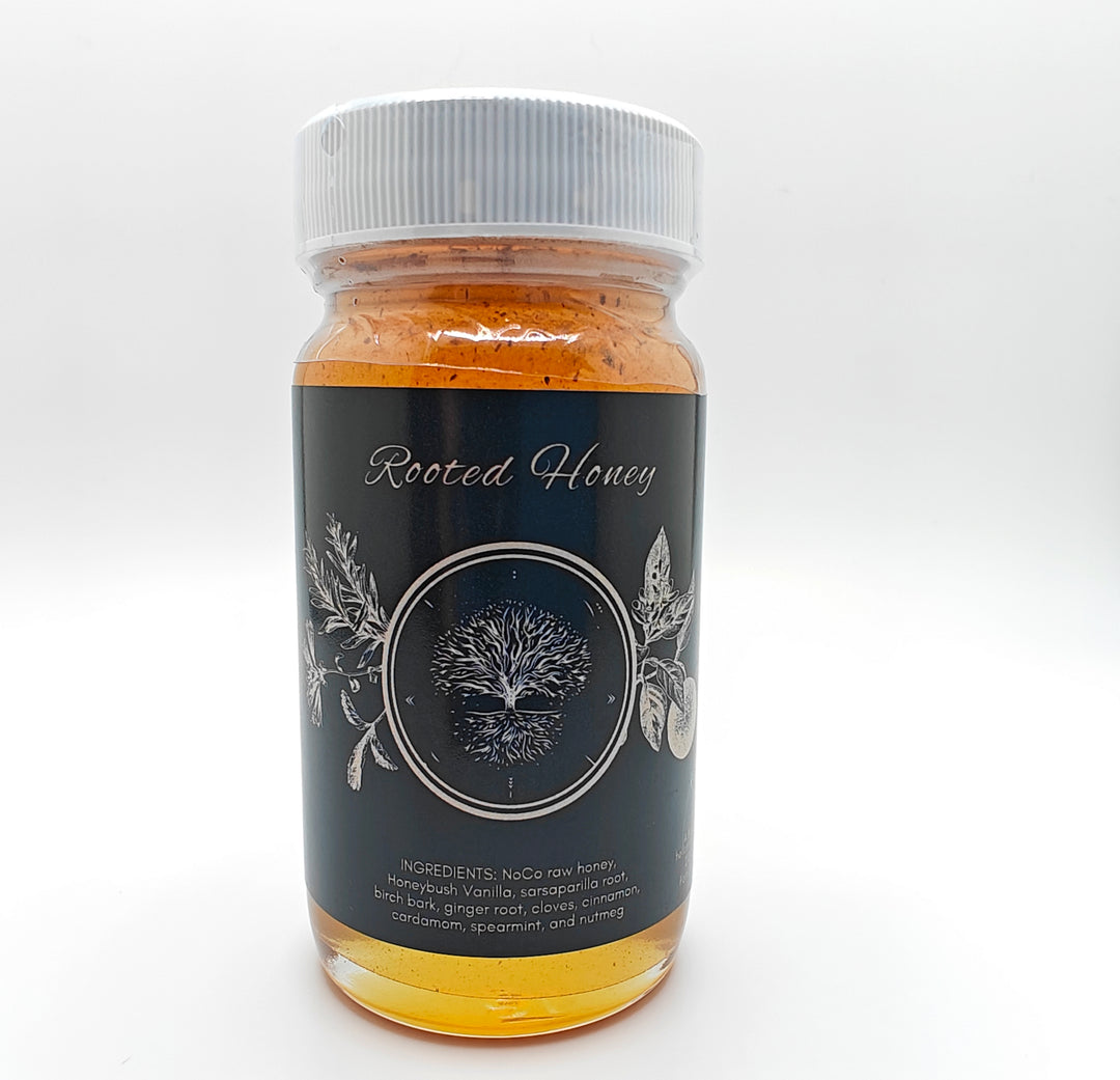 Rooted Honey against white background | Raw Local Honey | NoCo Apothecary