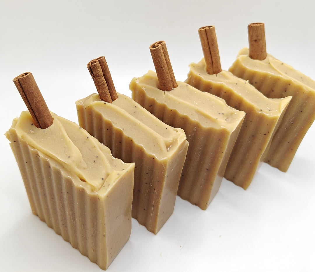 Row of goat milk soap against white background | Colorado Skincare | Tallow Soap