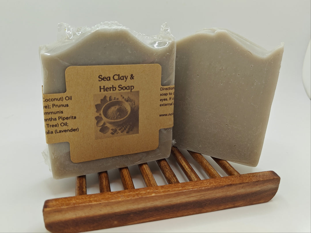 Herb & Sea Clay Soap against white background | Tallow Soap | NoCo Apothecary