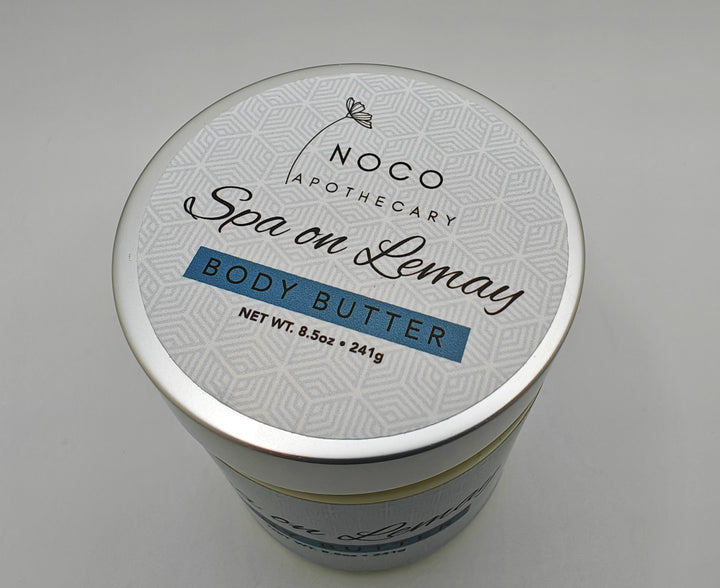 Top view of Spa on Lemay against white background | NoCo Apothecary | Natural Lotion